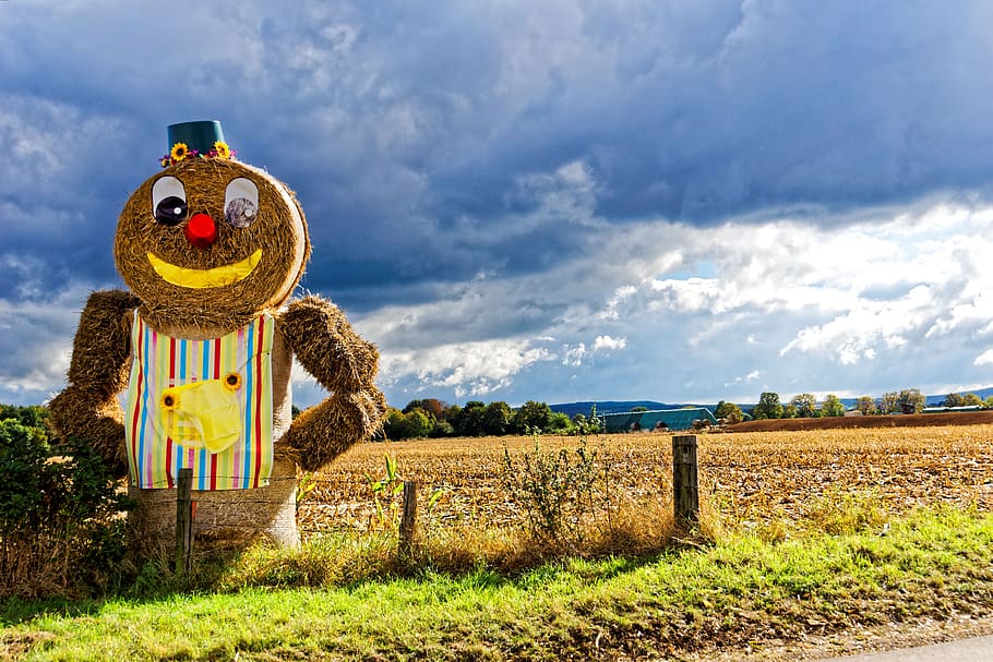 Ginger Bread Hay Themed Under Blue Cloudy Sky during Day Time HD wallpaper