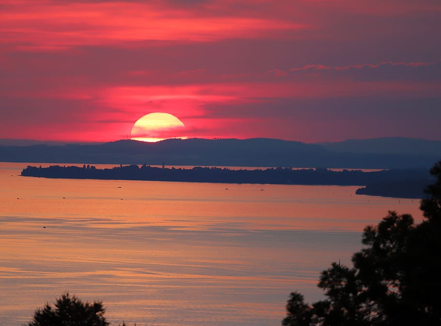 lake constance, lindau, bregenz, water, mood, romantic, evening HD wallpaper