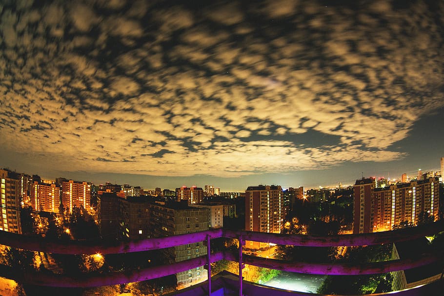 high rise buildings, building exterior, architecture, city, cloud - sky HD wallpaper