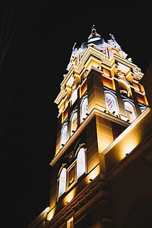 building, tower, architecture, clock tower, religion, god, night HD wallpaper