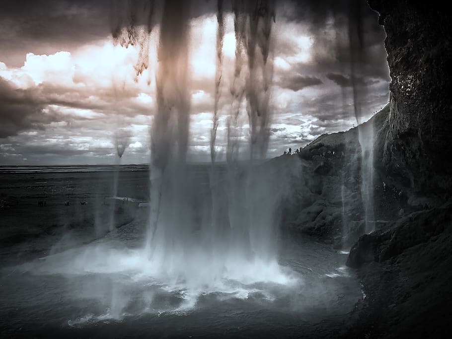 iceland, clouds, sky, amazing, beautiful, waterfall, photo HD wallpaper