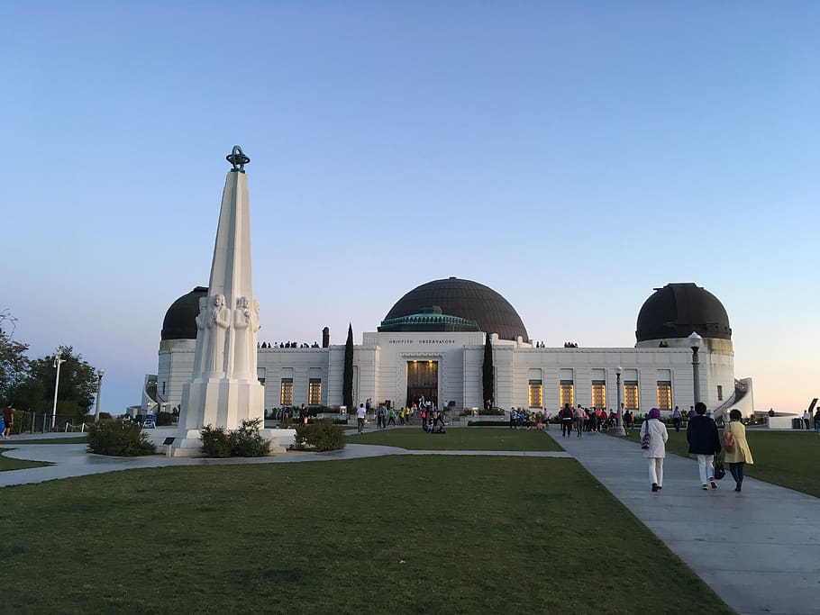 united states, los angeles, griffith observatory, sunset, landmark, HD wallpaper