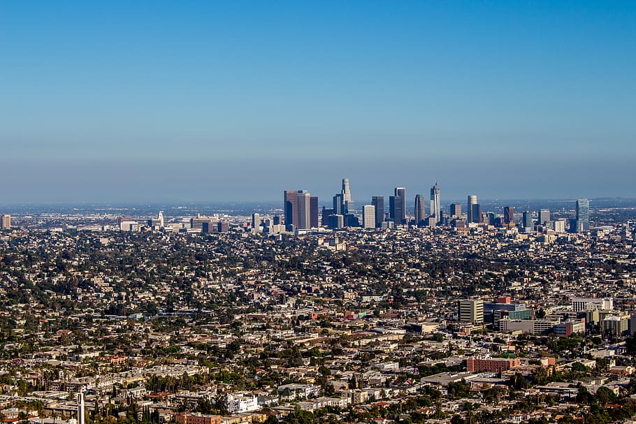 los angeles, griffith observatory, city, view, skyscrapers