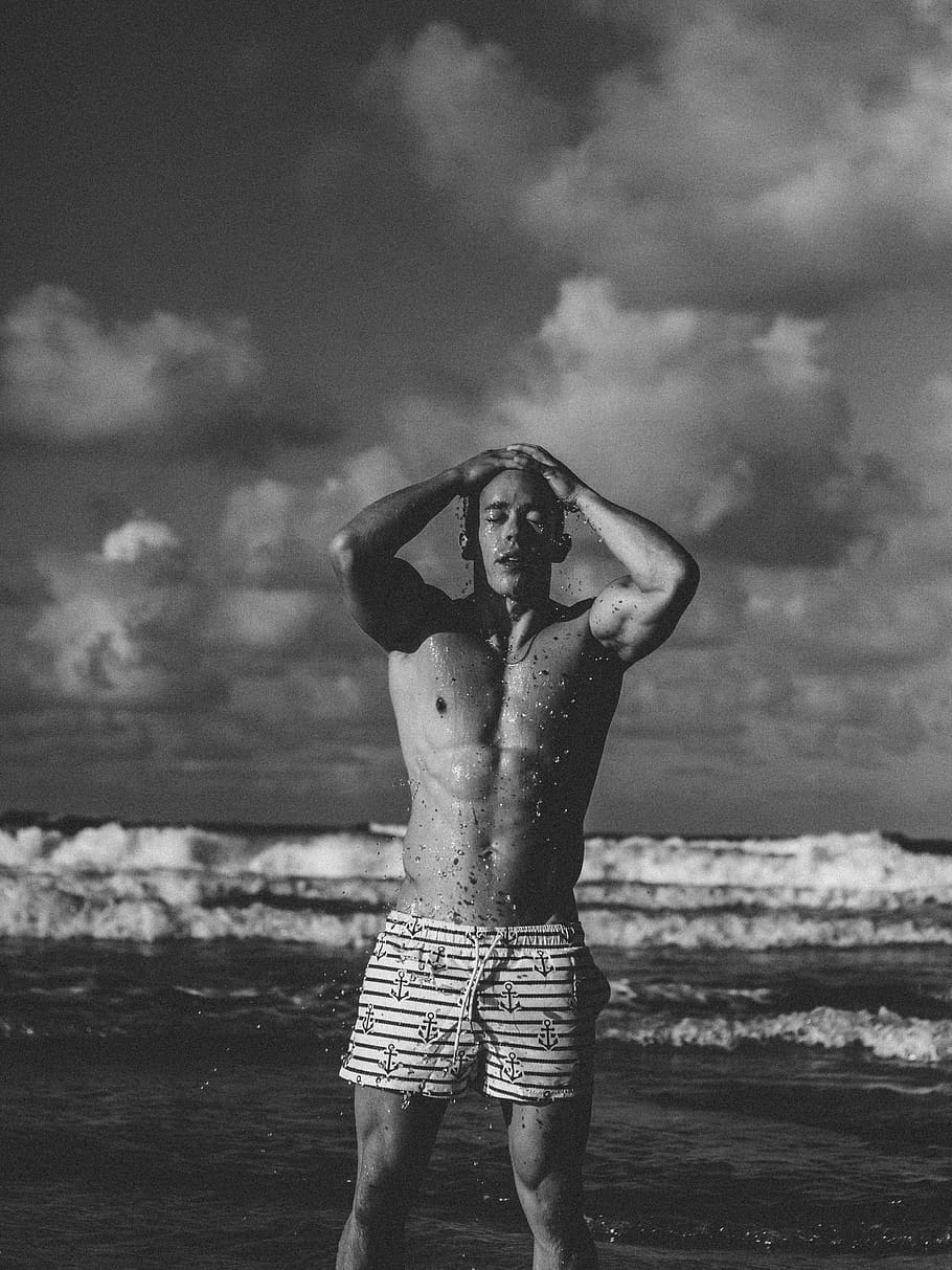 man, boy, model, portrait, love, wafe, sand, australia, coast HD wallpaper