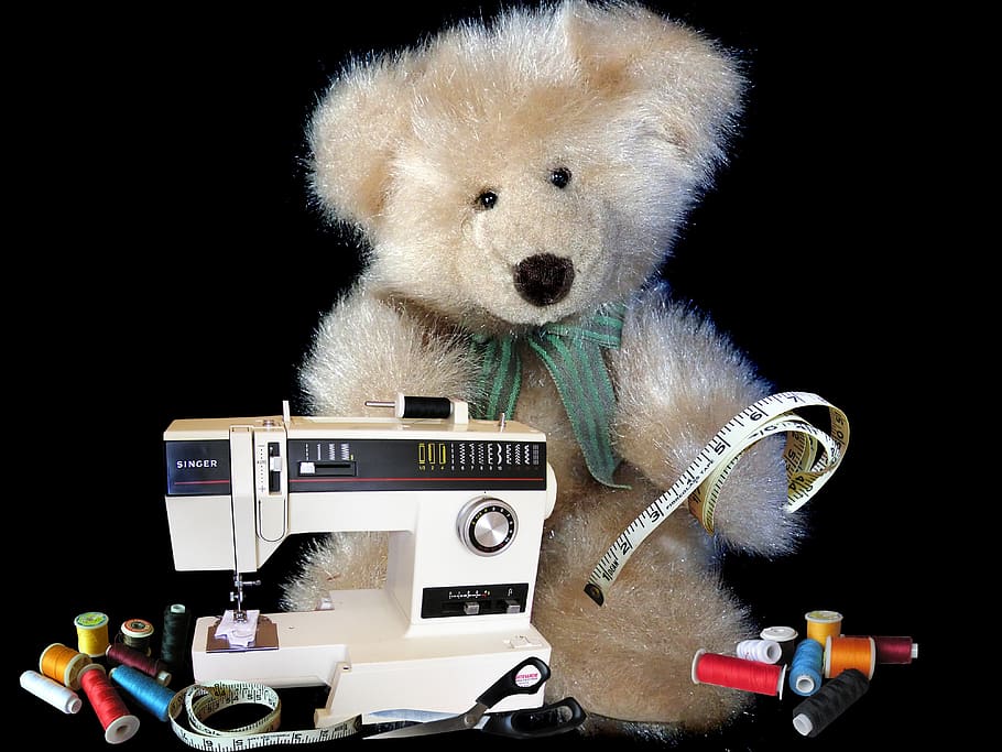 teddy, bear, sewing, funny, toy, cute, stuffed toy, teddy bear HD wallpaper