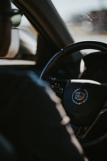 Cadillac steering wheel, car, vehicle, transportation, automobile HD wallpaper