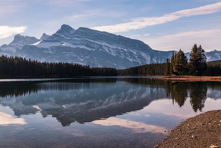 banff, lake, canada, alberta, water, landscape, nature, scenic HD wallpaper