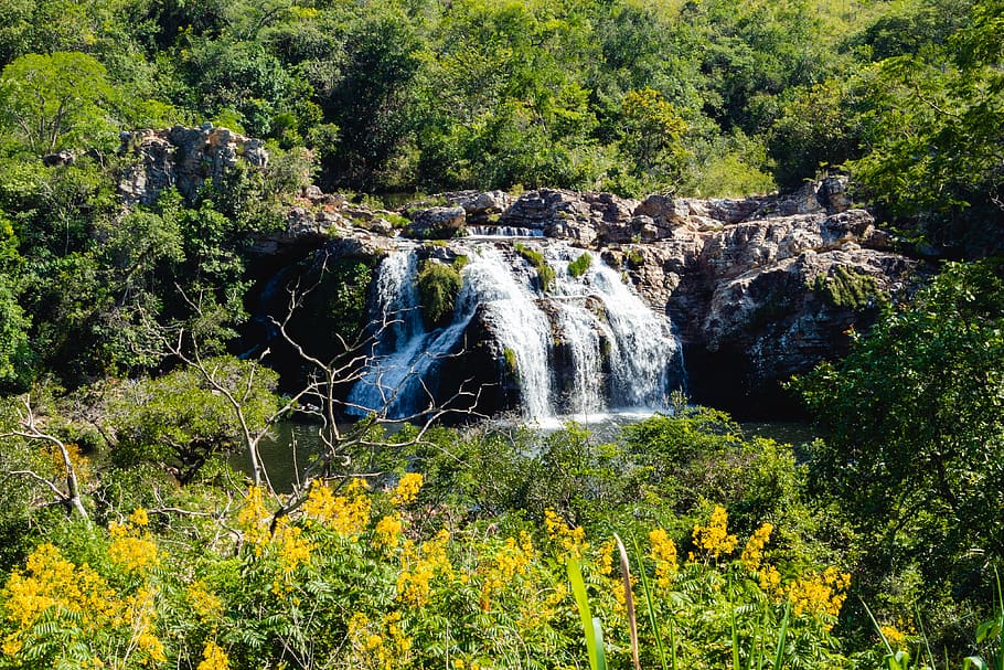 Landscape, river, water, outdoors, nature, waterfall, plant, vegetation HD wallpaper