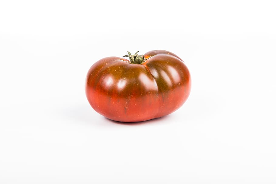 orange tomato, vegetable, food, flora, plant, produce, white HD wallpaper