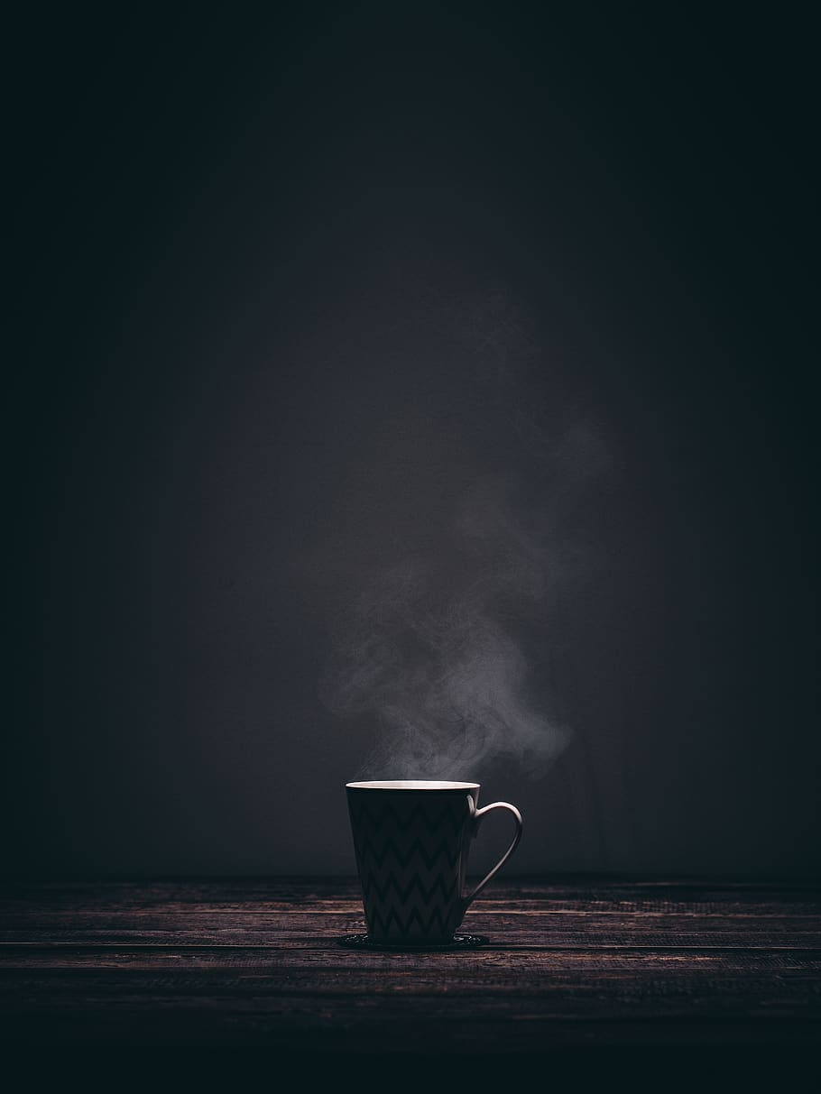 cup, mug, steaming, smoke, coffee, drink, dark, coffee cup, HD wallpaper