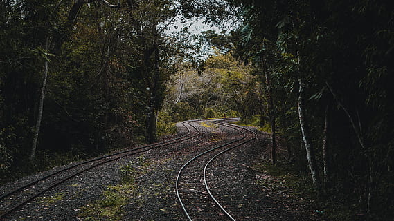 empty train rails, railway, train track, transportation, argentina HD wallpaper