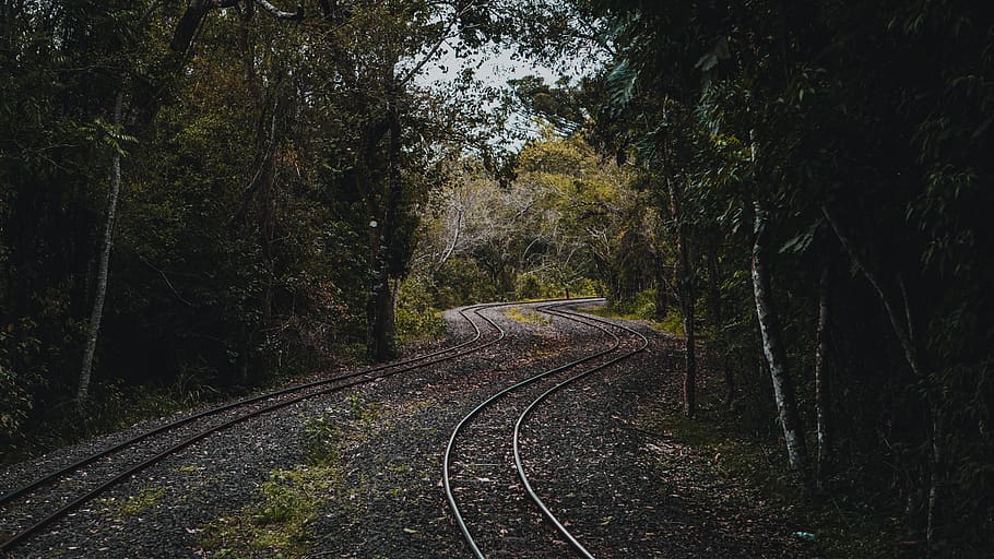 empty train rails, railway, train track, transportation, argentina HD wallpaper