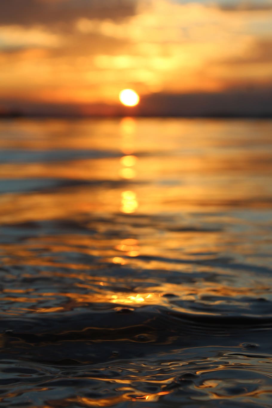 Close-Up Photo of Sea Water During Sunset, beach, bokeh, dawn HD wallpaper