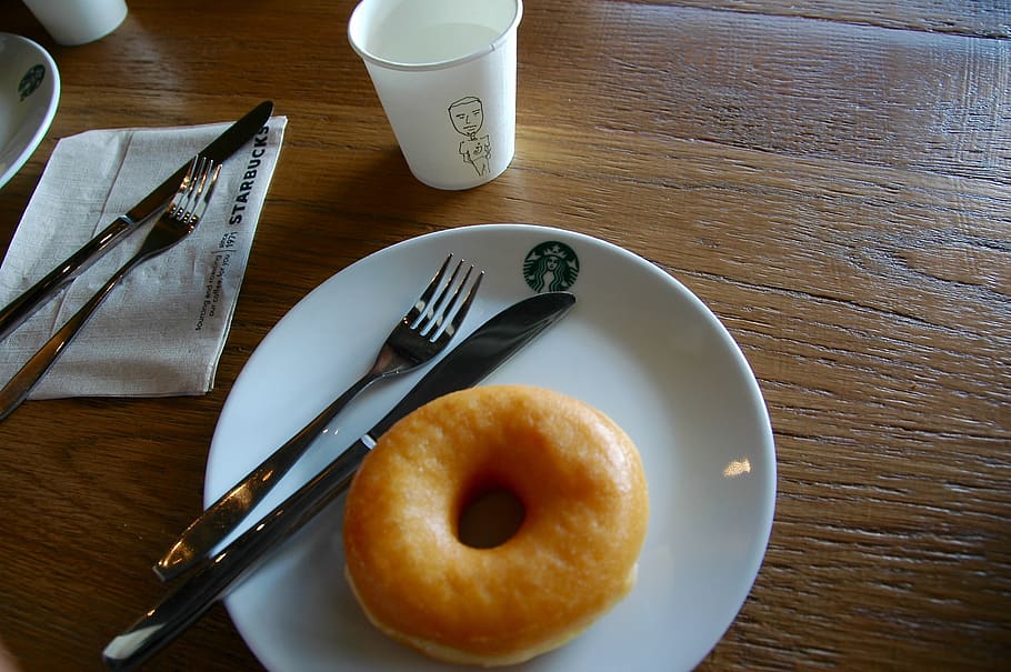 donut, table, food and drink, still life, eating utensil, fork HD wallpaper