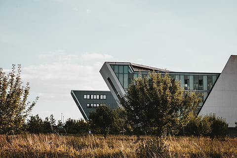 germany, wolfsburg, building, architecture, trees, grass, plant HD wallpaper