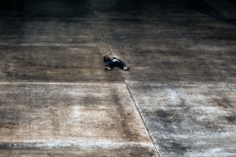 person lying on floor, high angle view, day, one person, full length HD wallpaper