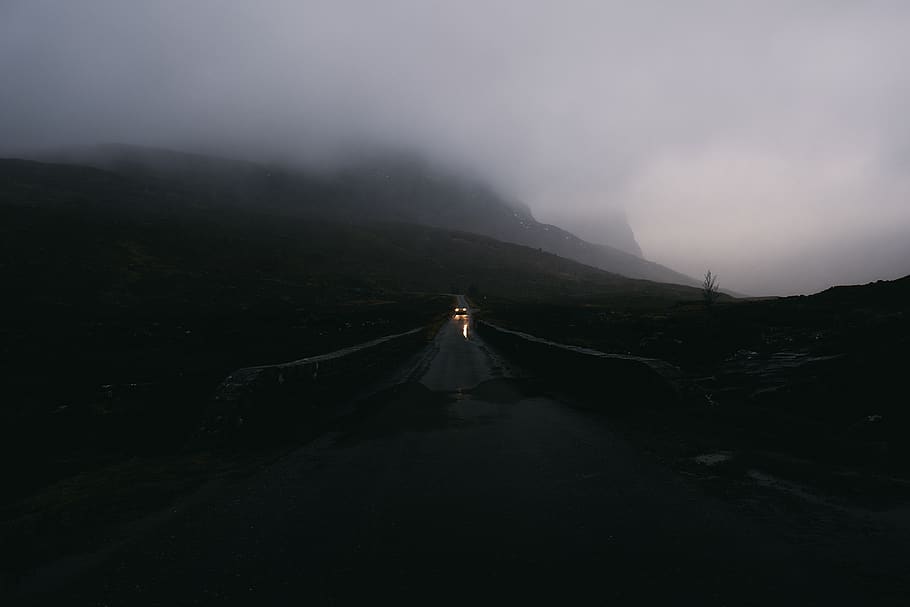person walking on road, nature, outdoors, asphalt, tarmac, highland HD wallpaper