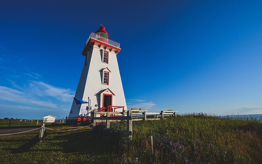 lighthouse, sea, side, sky, landscape, shore, navigation, building HD wallpaper