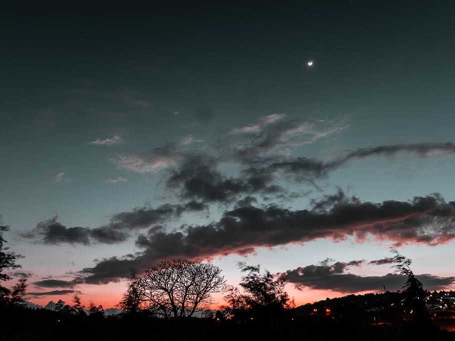 nature, outdoors, sunset, sky, dawn, dusk, red sky, silhouette HD wallpaper