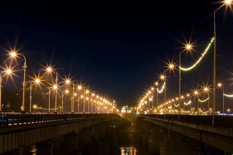 background, beautiful, bridge, building, cityscape, color, evening HD wallpaper