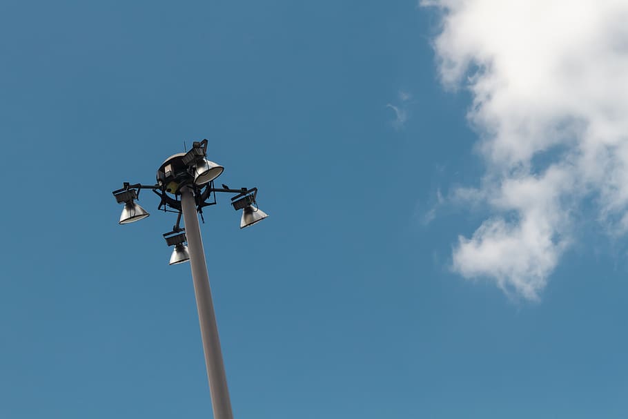 white street light under white clouds, lamp post, new york, usa HD wallpaper
