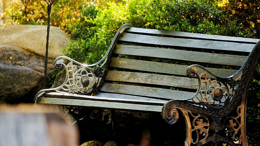 metal, bench, no people, park, day, park bench, park - man made space HD wallpaper