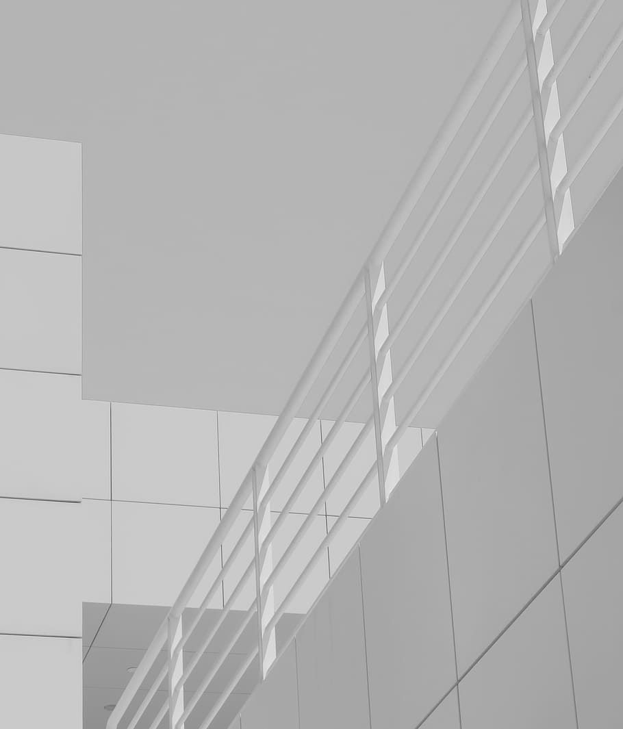 white metal railing at daytime, wall, architecture, minimal, structure HD wallpaper
