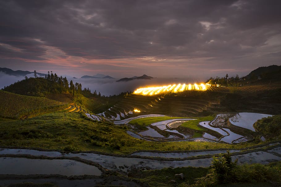 Landscape Photo of Mountain during Nighttime, clouds, cloudscape HD wallpaper