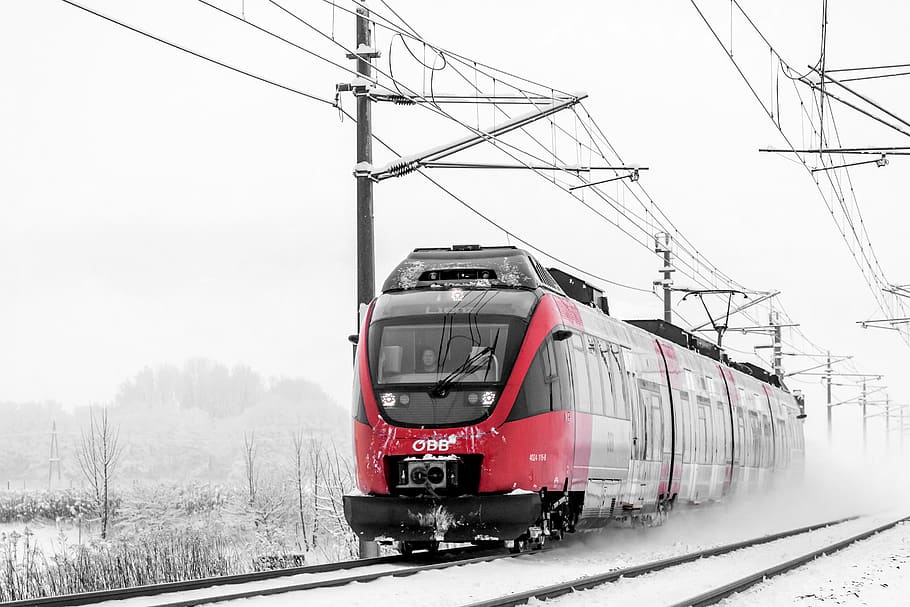 train, winter, snow, railway, locomotive, rails, movement, gleise HD wallpaper