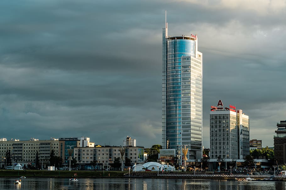 minsk, city, belarus, tower, urban, architecture, building exterior, HD wallpaper