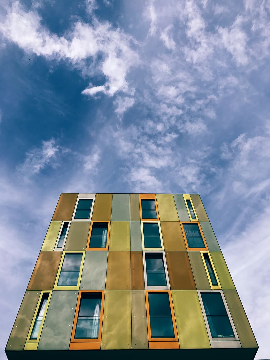 building, architecture, sky, colorful, structure, reflection HD wallpaper