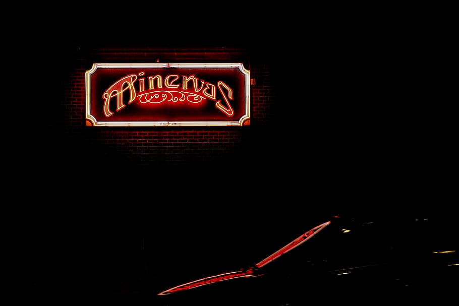 turned on red Minervas neonlight, sioux falls, united state, food HD wallpaper