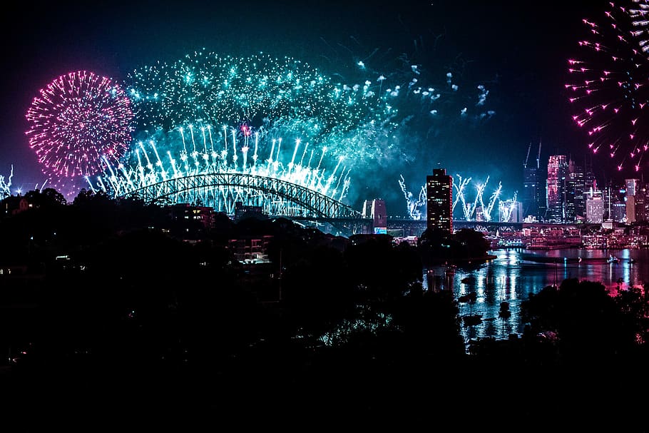 NYE, Sydney, new years eve, 2019, fireworks, harbour, city, HD wallpaper