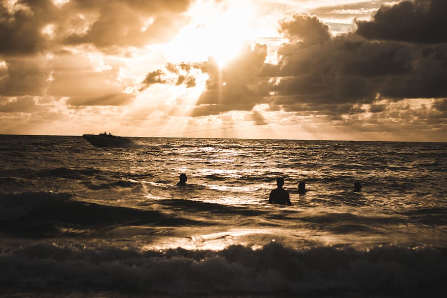 thailand, ocean, sun, sunset, wave, boat, summer, holiday, canon, HD wallpaper