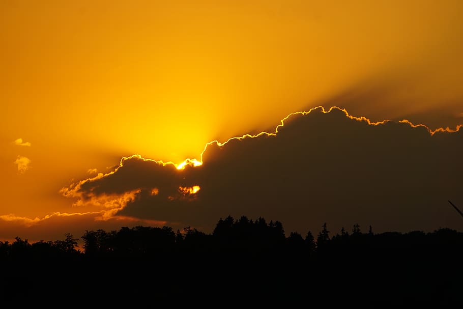 sunset, cloud, sky, mood, abendstimmung, lighting, silhouette HD wallpaper