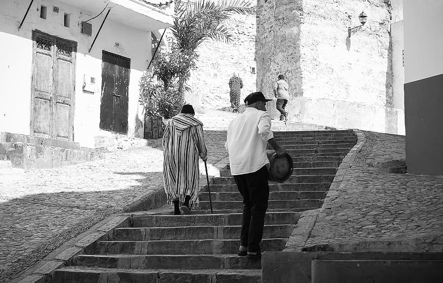 person, old man, background, motion, morocco, moment, urban HD wallpaper