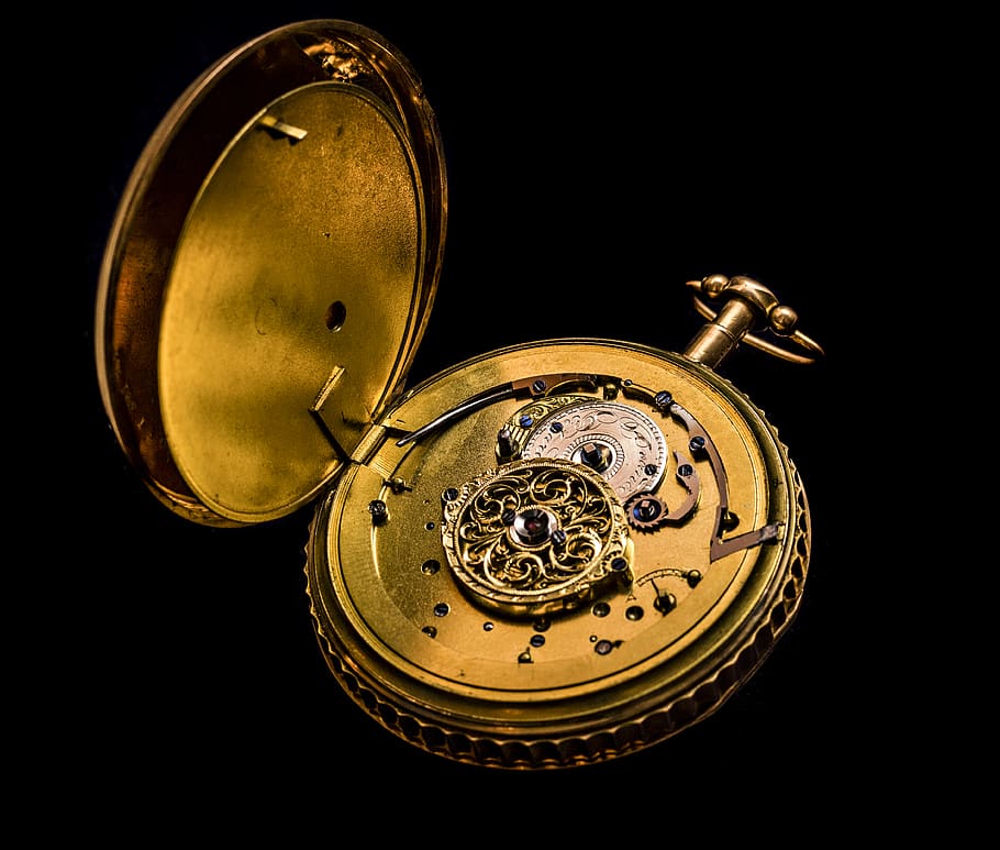 Brass Pocket Watch, antique, classic, dial, equipment, gold, nostalgia HD wallpaper