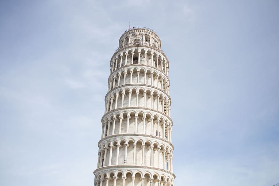 Leaning tower of Pisa, Italy in sunlight, arch, architectural HD wallpaper