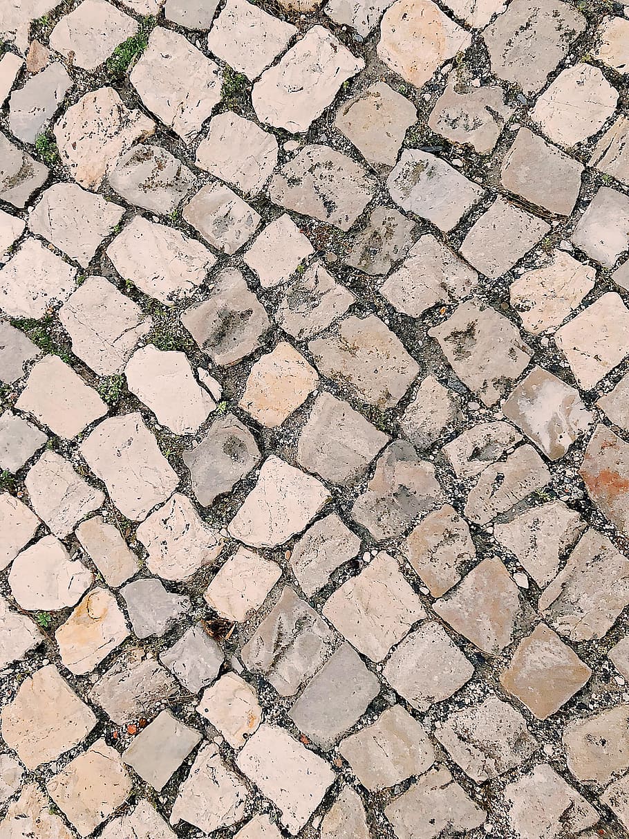 Gray Concrete Pavement, cobblestone, ground, pattern, texture