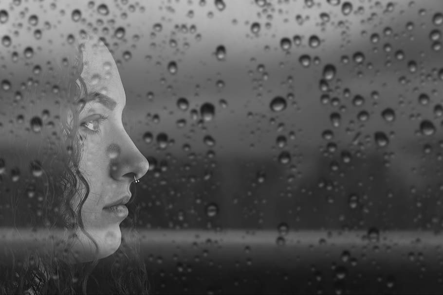 female, young, rain, drop, pouring, human, girl, woman, wet HD wallpaper