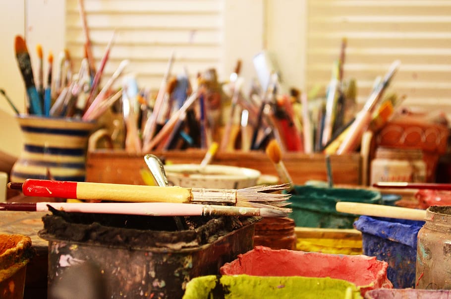 paint, brush, art, colour, atelier, creative, creativity, artist