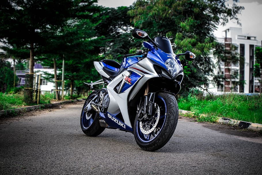 bike, superbike, motorbike, suzuki, street, road, blue, 1000r, HD wallpaper