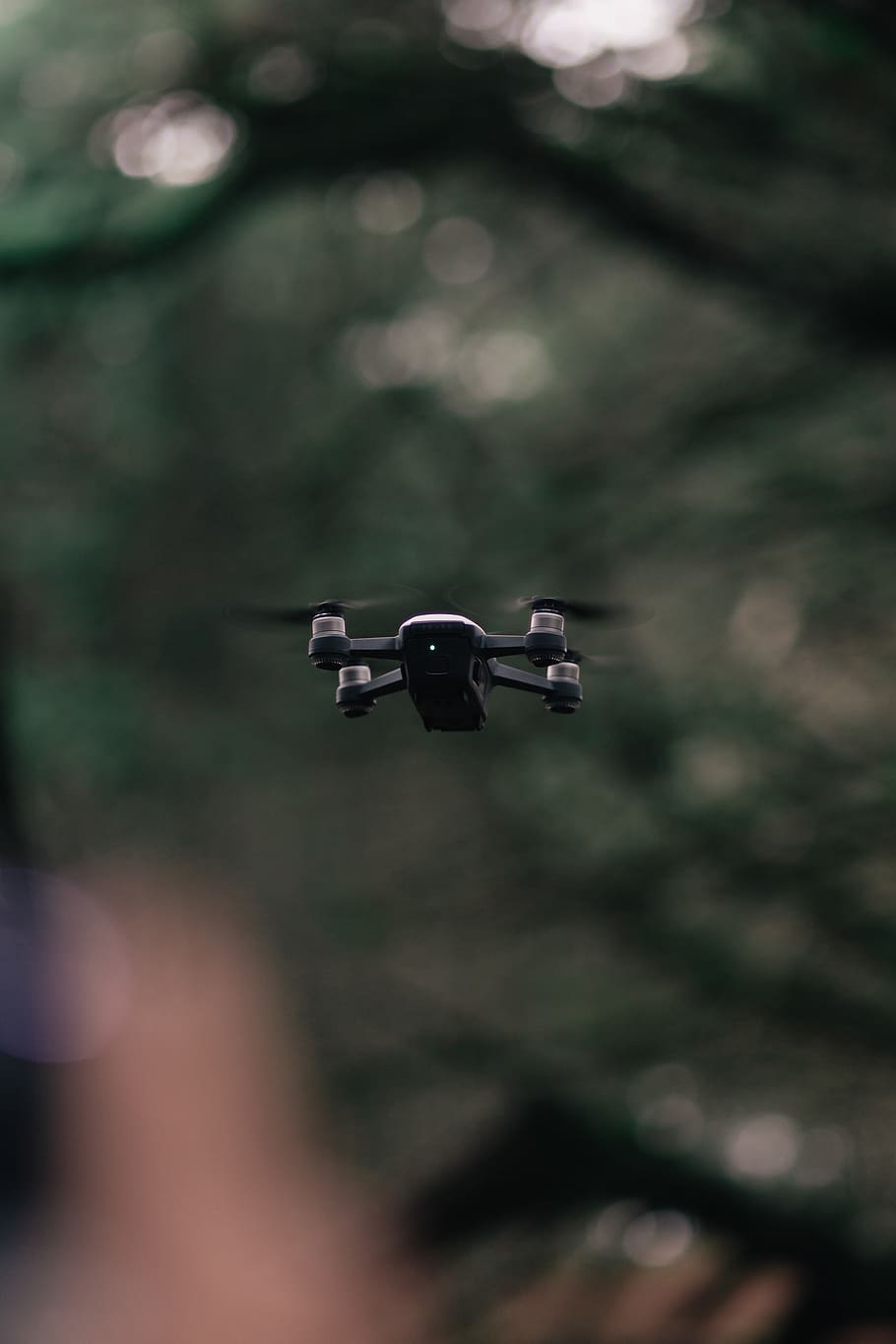 Flying Black Drone, camera, macro, technology, mid-air, day, selective focus HD wallpaper