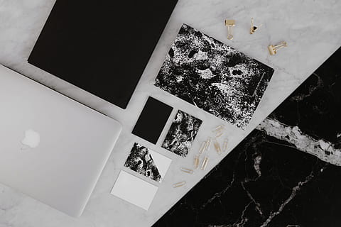 Black & white mockup business brand template, branding, marble HD wallpaper