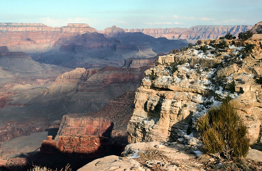 View of Grand Canyon in winters, arizona, beautiful, clouds, desert, HD wallpaper