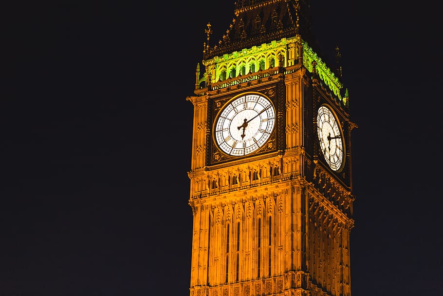 big ben, london, night, tower, england, uk, black, dark, clock