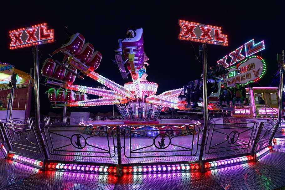assorted color plastic toy lot, amusement park, amusement park ride HD wallpaper