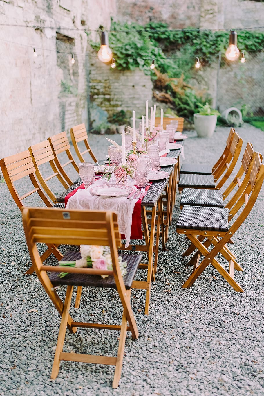 Table With Candles On Top, chairs, dining, table setting, seat HD wallpaper