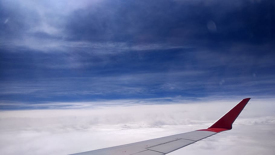 spain, ibiza, clouds, airplane, cloud - sky, air vehicle, aircraft wing HD wallpaper