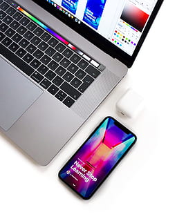 laptop near the smartphone, screen, keyboard, motivation, colorful HD wallpaper